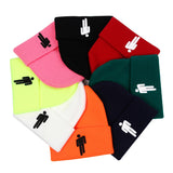 Women's Embroidery Billie Eilish Beanie Hat Knitted Warm Solid Hip-Hop Cuffed Bonnet