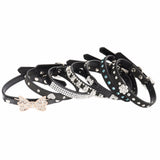 Black Small Medium Pet Collars Breakaway Necklace Rhinestone