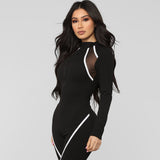 Women Full Long Sleeve Patchwork Sports One Piece Jumpsuit