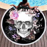 Women Big Bath Thick Round 3d Sugar Skull Printed Beach Towel Fabric Quick Tapestry Mat