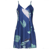 Women's Glamorous Mini Beach Palm Leaf Print Sleeveless Dress