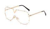 LEIDISEN Unisex One Piece Designer High Quality Oversized Metal UV400 Mirror Sunglasses