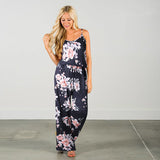 Women Super Comfy Floral Jumpsuit Sling Print Loose Piece Trousers