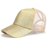 Glitter Ponytail Baseball Snapback Mesh Cap Messy Bun Adjustable Hat