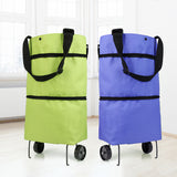 Pull Cart Trolley Wheels Foldable Reusable Organizer Shopping Bag