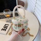 Women's Small Niche Shoulder Flowers Print Messenger Handbag