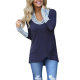 Women t-shirt O-Neck Stripe Long Sleeve Sweatshirt Stripe Cotton Blend Top