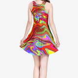Neon Graffiti Women's Sleeveless Midi Casual Flared Skater Dress