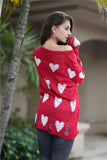 Fitshinling Women's Ripped Heart Long Sleeve Sweater Hollow Out Pullovers