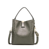 Crocodile Pattern Bucket PU Leather Handbags Women Crossbody Totes Messenger Bag
