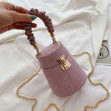 Women's PU Leather Bucket Small Crossbody Shoulder Chain Bag