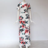 Women Long Maxi Floral Print Boho Short Sleeve Tunic Vestidos Dress Plus Sizes