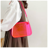 Women's Transparent Jelly Candy Colored PVC French Underarm Baguette
