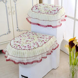 Lace 3 Piece Set Toilet Seat Cover U-shaped Mat Bathroom Decoration