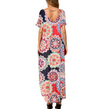 Women Short Sleeve Round Neck Floral Print Casual Loose Dress
