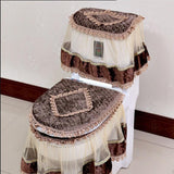 Lace 3 Piece Set Toilet Seat Cover U-shaped Mat Bathroom Decoration