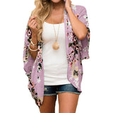 Women Kimono Loose Shawl Cardigan Floral Printed Chiffon Tops