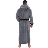 Men's Bathrobe Lengthened Plush Shawl Clothes Long Sleeved Hooded