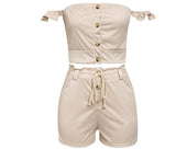 Off Shoulder Tube Jumpsuit Elastic Romper Overalls Women Ruffle