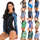 Women Diving One Piece Swimsuit Long Sleeve Swimwear Surfing Rashguard