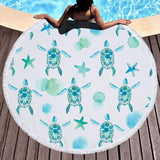 Turtle Round Beach Towel Tassel Microfiber Bohemia Travel