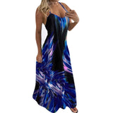 Boho Floral Women Plus Size Maxi Spaghetti Strap Sleeveless Dress