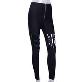 Women Bold Design Contrasted Zipper Pentagram Criss Cross Leggings