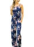 Women Super Comfy Floral Jumpsuit Sling Print Loose Piece Trousers
