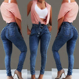Women High Waist Streetwear Denim Plus Size Pencil Pants Skinny Jeans