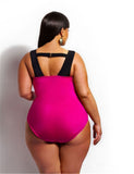 High Waist Floral Printing One Piece Push up Padded Halter Plus Size Swimwear