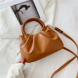 Cloud Pleated Simple Wooden Handle French Style Small Bag
