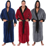 Men's Bathrobe Lengthened Plush Shawl Clothes Long Sleeved Hooded