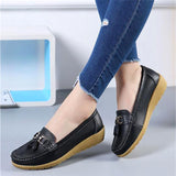 Women Loafers Genuine Leather Flats Slip On Moccasins Shoes
