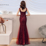 Women's Toast Bridal Fishtail Long Sleeveless Sequin Sling Dress