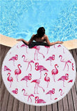Flamingo Round Beach Towel Tassels Microfiber Picnic Blanket Cover Up