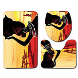Bath Printed Non-Slip Pedestal Rug Lid Toilet Cover Bath Mat 3 pcs Set