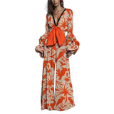 Women's New Jumpsuit Fashion Long Sleeve Print Dress