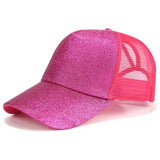 Glitter Ponytail Baseball Snapback Mesh Cap Messy Bun Adjustable Hat