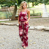 Women Super Comfy Floral Jumpsuit Sling Print Loose Piece Trousers