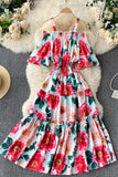 Women's Seaside Holiday Wear Hollow Out Off Shoulder Strapless Short Sleeve Slim Dress