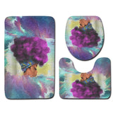 Bath Printed Non-Slip Pedestal Rug Lid Toilet Cover Bath Mat 3 pcs Set