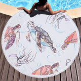 Turtle Round Beach Towel Tassel Microfiber Bohemia Travel