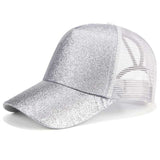 Glitter Ponytail Baseball Snapback Mesh Cap Messy Bun Adjustable Hat
