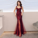 Women's Toast Bridal Fishtail Long Sleeveless Sequin Sling Dress
