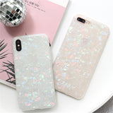 USLION Glitter Phone Case For iPhone 7 8 Plus Dream Shell Pattern TPU Silicone Cover
