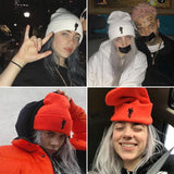 Women's Embroidery Billie Eilish Beanie Hat Knitted Warm Solid Hip-Hop Cuffed Bonnet
