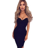 Women Lace Elegant Bodycon V-Neck Spaghetti Strap Knee-Length Dress