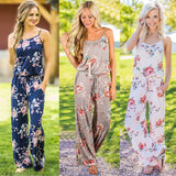 Women Super Comfy Floral Jumpsuit Sling Print Loose Piece Trousers