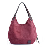 Piler Large Women Handbag Canvas Zipper Pockets Luxury Shoulder Bag