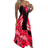 Boho Floral Women Plus Size Maxi Spaghetti Strap Sleeveless Dress